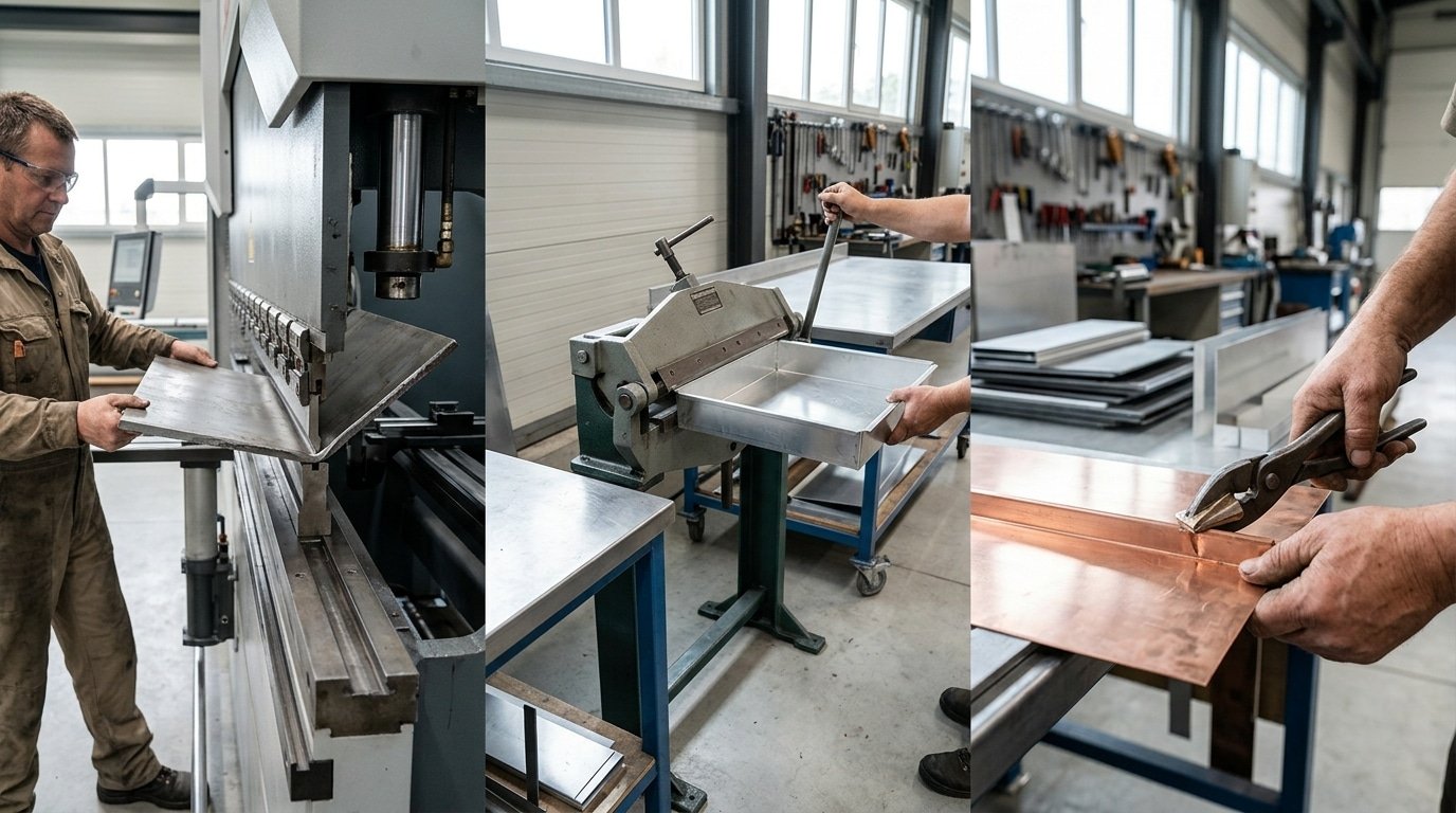 Three metal bending methods compared for press brake box-and-pan and hand seamer fundamentals