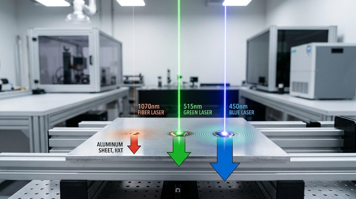 aluminum laser welding wavelength absorption comparison fiber blue green