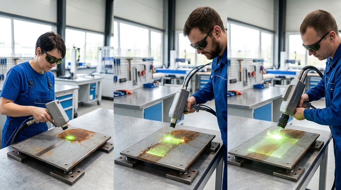 handheld laser cleaning machine power and spot size comparison chart