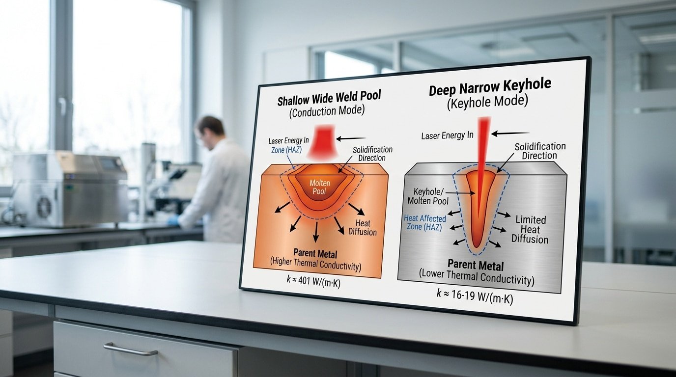 how thermal conductivity affects laser welding penetration in copper vs stainless steel