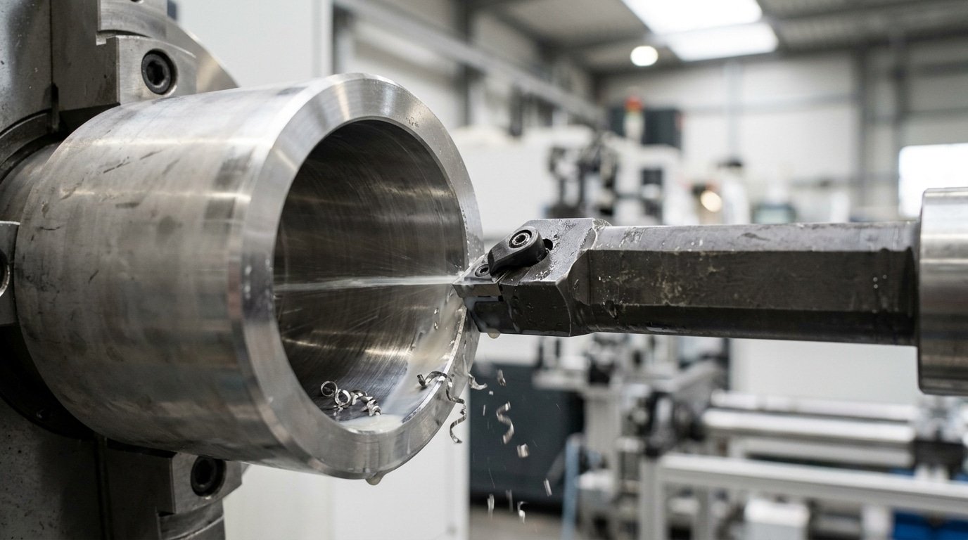 High-pressure coolant delivery for precision machining of stainless steel pipes