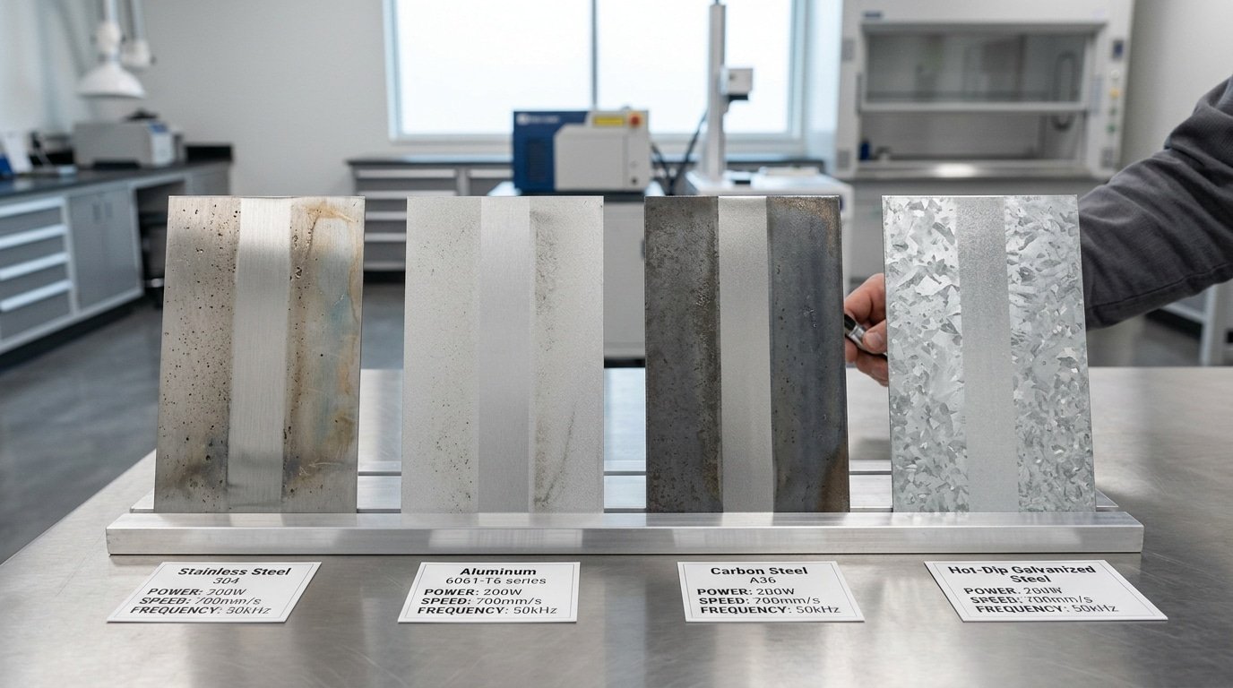 laser cleaning before laser welding parameters by material and contaminant
