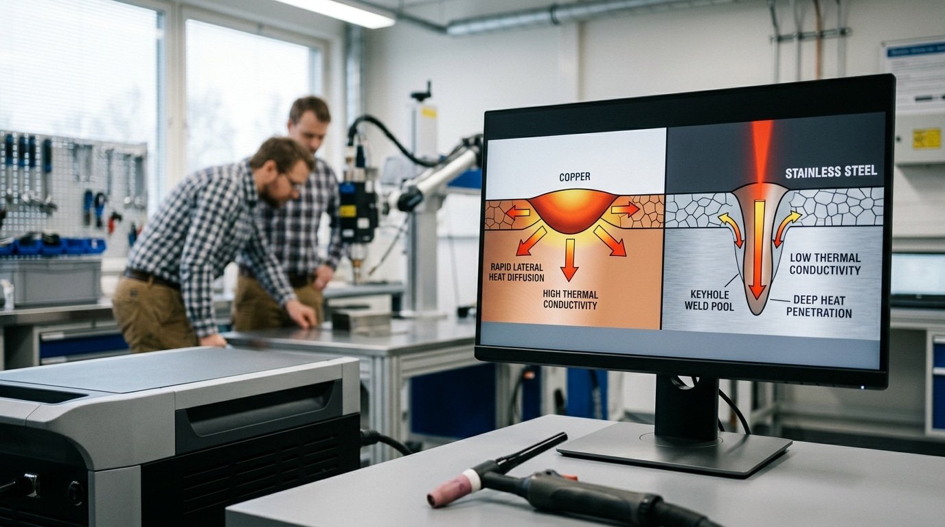 thermal conductivity effect on laser weld penetration depth copper vs stainless steel