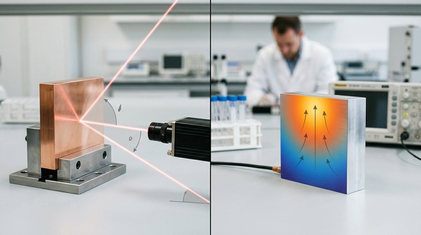 Why aluminum and copper are hard to laser process — reflectivity and thermal conductivity diagram