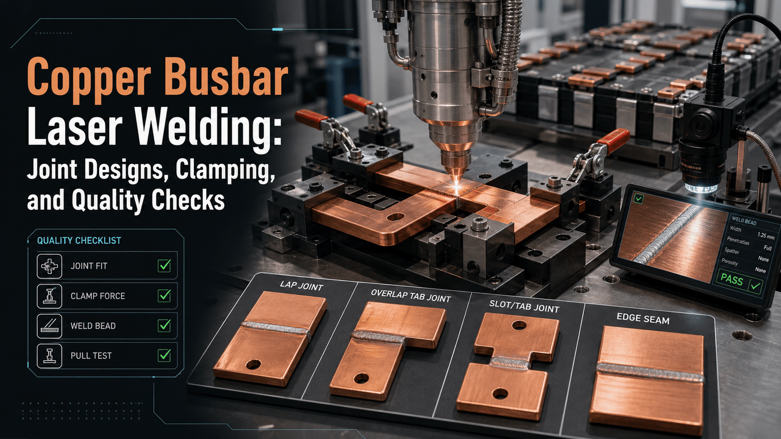 Copper Busbar Laser Welding: Joint Designs, Clamping, and Quality Checks