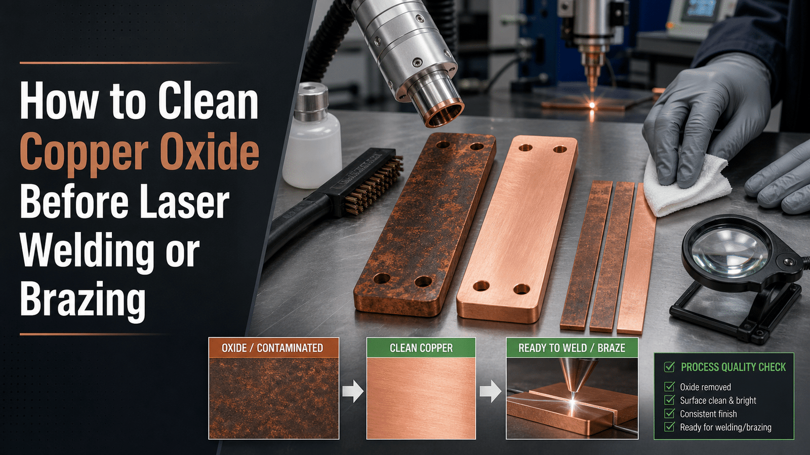 How to Clean Copper Oxide Before Laser Welding or Brazing
